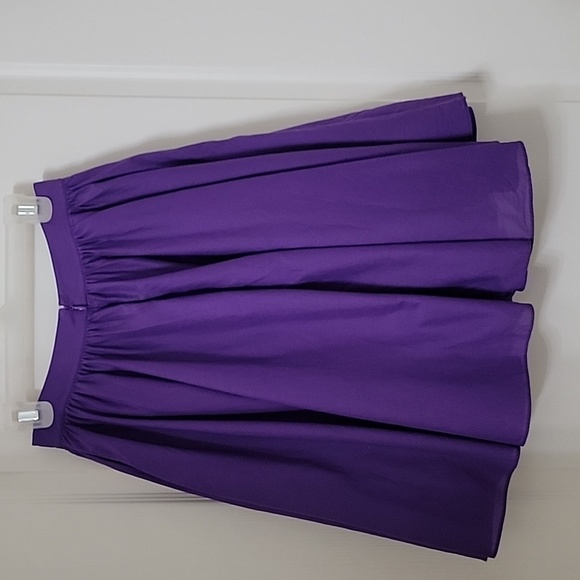 J. Crew Size 0 Purple 100% Cotton Lined Full Skirt, Midi Length, Exc. Used Cond. - Picture 2 of 11